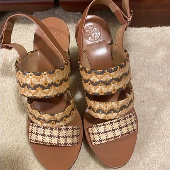 EUC Tory Burch Patos Western Weave Platform Sandal - Picture 2 of 7
